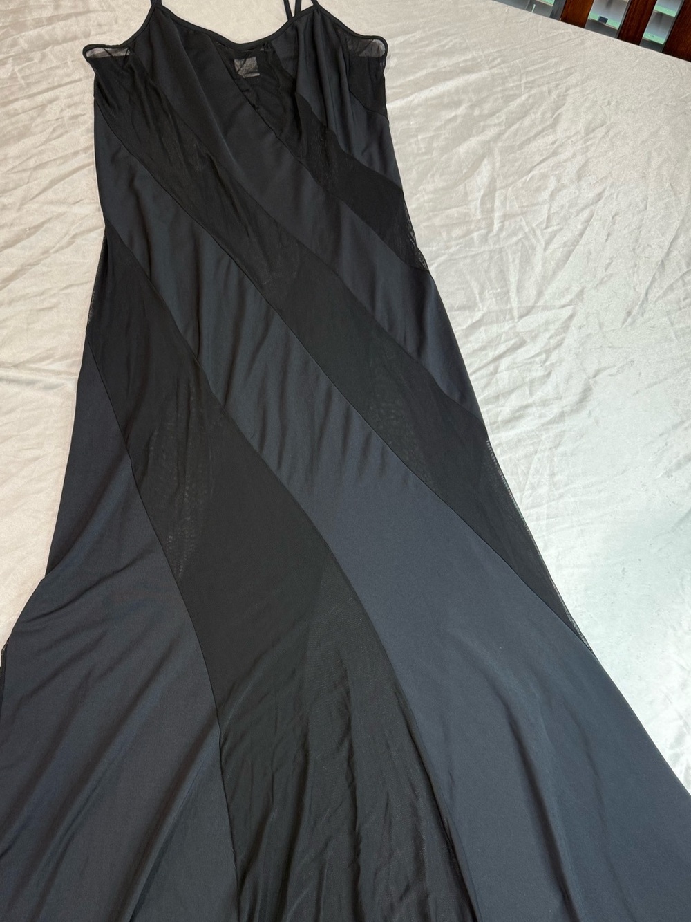 Frederick's of Hollywood Black Sheer Panel Maxi Slip Dress - Picture 7 of 7